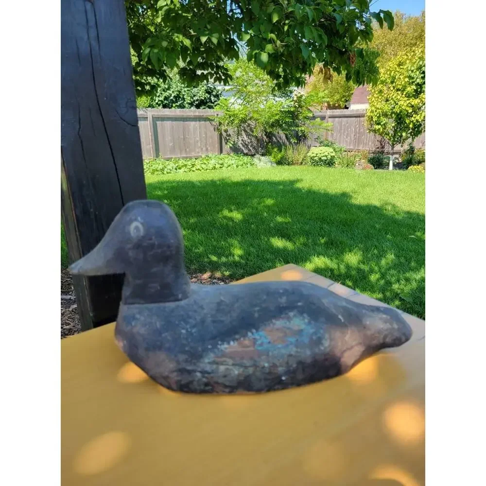 Vintage Duck Decoy, Wood Folk Art, Primitive Carved, Autumn Decor